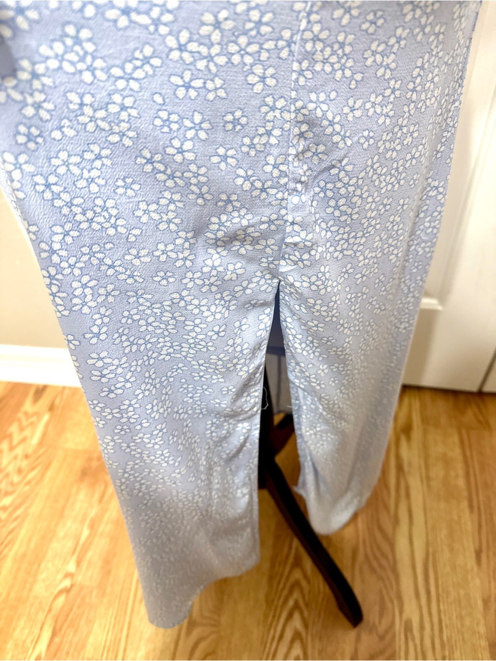 Aeropostale Light Blue Floral Smocked Long Summer Strapless Dress Ruffle Slit M - Picture 5 of 8